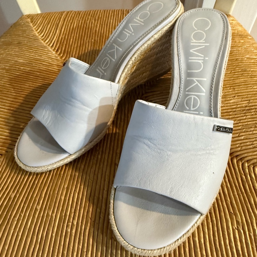 Calvin Klein White Wedge Shoes with Modern Design